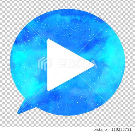 水色の星空|再生アイコンの吹き出し 水色の星空|再生アイコンの吹き出し 119255751