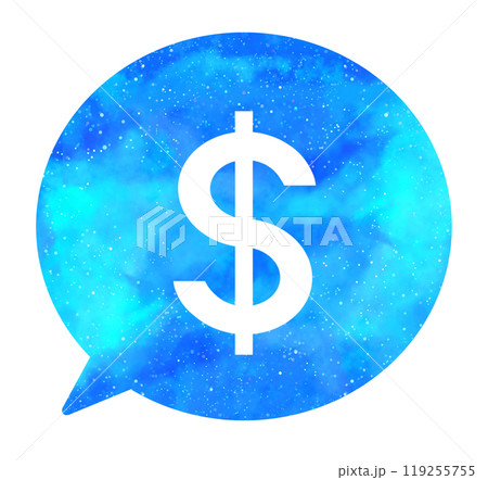 水色の星空｜シンプルなドルマークの吹き出し 119255755