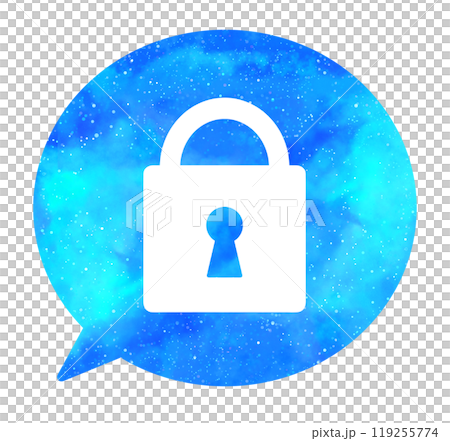 Light blue starry sky | Speech bubble with padlock symbol 119255774