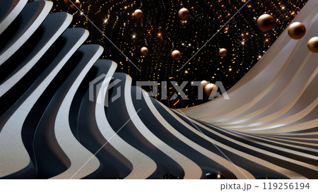 Luxurious celebration with champagne bottle and festive golden glitter design for events 119256194