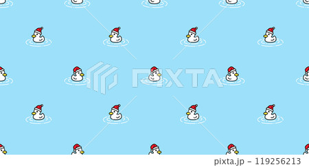 duck seamless pattern santa claus hat christmas rubber duck chicken bird vector pet scarf isolated gift wrapping paper doodle cartoon animal farm tile wallpaper repeat background illustration design 119256213