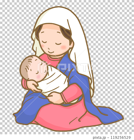 聖母マリアとイエス様のイラスト素材 [119256529] - PIXTA