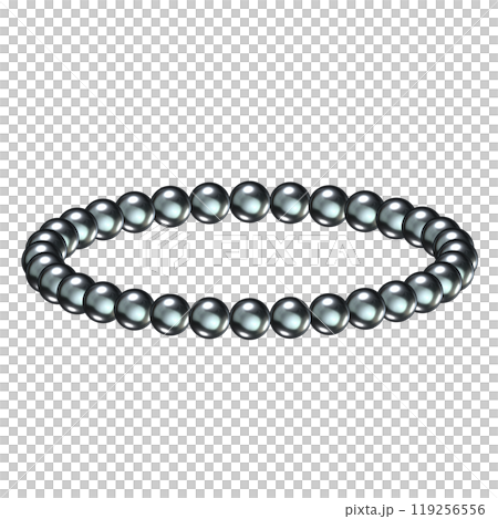 3D illustration of a black pearl necklace seen from an angle 119256556