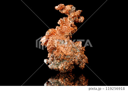 Macro mineral stone Copper on black background 119256918