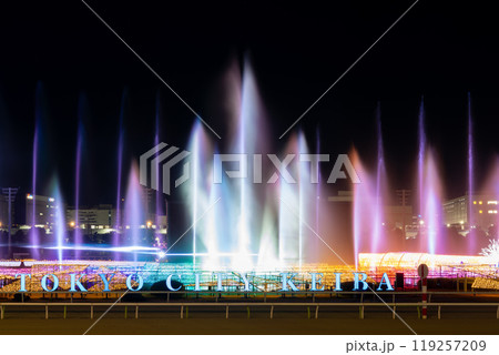 東京メガイルミの幻想的な噴水 119257209