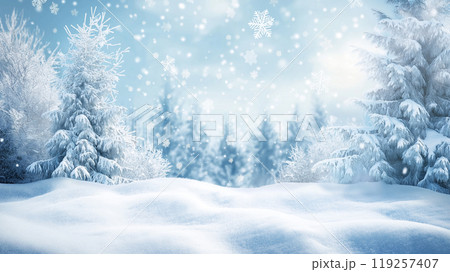 冬 雪 イラスト 森 木 自然  背景素材 119257407