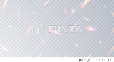 Multicolored light effect and zigzag ribbons falling from above on streamer, tinsel vector 119257811