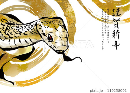 巳年の年賀状：2025年　巳年　年賀状　テンプレート 119258091