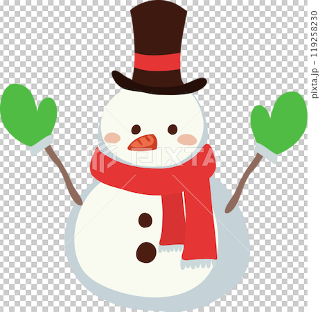 Cute Snowman in Winter Outfit. Perfect for Holiday and Festive Winter Scenes Cute Snowman in Winter Outfit. Perfect for Holiday and Festive Winter Scenes 119258230