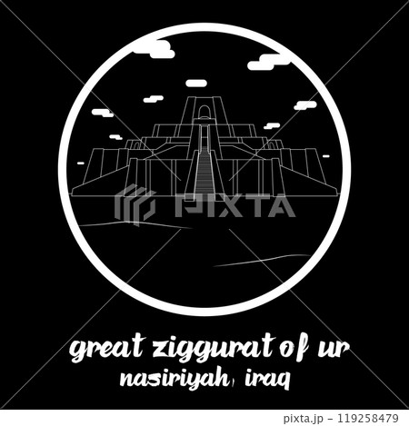 Circle Icon Great Ziggurat of Ur. Vector illustration Circle Icon Great Ziggurat of Ur. Vector illustration 119258479