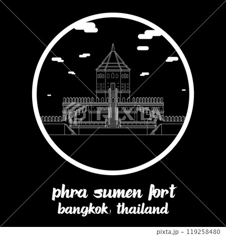 Circle Icon Phra Sumen Fort. Vector illustration 119258480