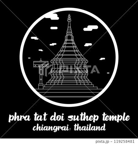 Circle Icon Phra Tat Doi Suthep Temple. Vector illustration 119258481