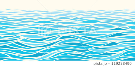 Seamless beautiful waves. Vector blue marine pattern.  119258490