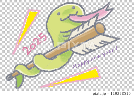 New Year's card with hamaya and snake_no background 119258510