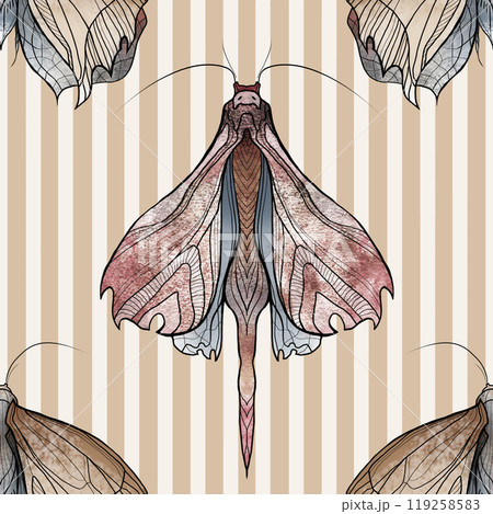 Textile butterfly and leaf pattern. 119258583