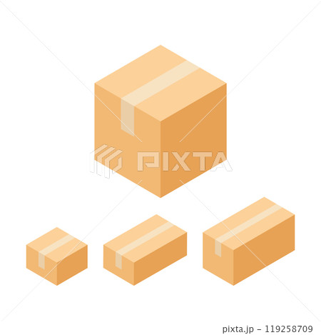 Icon set of cardboard box, storage, parcel. Vector for stock and delivery service concept. 119258709