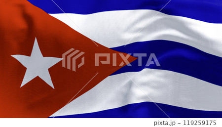 Close-up of Cuba national flag waving in the wind Close-up of Cuba national flag waving in the wind 119259175