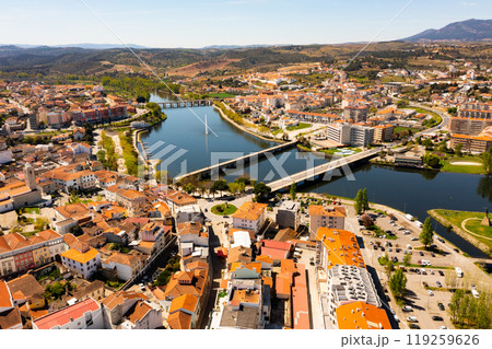 View from drone of Mirandela city, Portugal View from drone of Mirandela city, Portugal 119259626