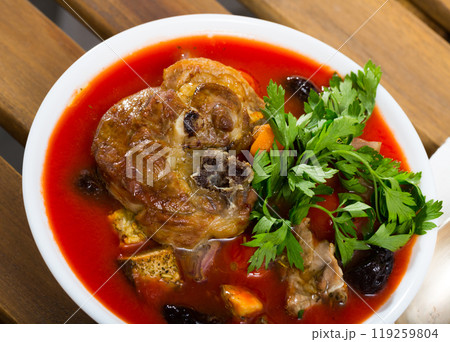 Delicious rich tomato soup 119259804