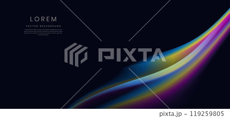 Colorful wave and light on black background. 119259805