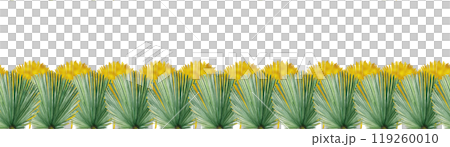 Palm leaf green and gold hand painted watercolor seamless border isolated on white. High quality image perfect for cards, banners, stickers, Christmas decoration design. Exotic plants clip art 119260010