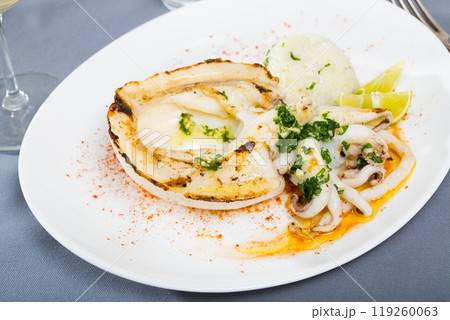 Plate of baked Cuttlefish 119260063