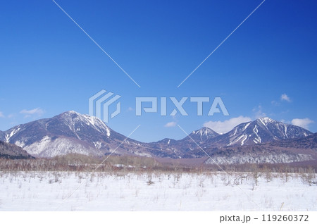 冬の奥日光戦場ヶ原と太郎山・大真名子山・小真名子山 119260372
