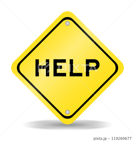 Yellow color transportation sign with word help on white background 119260677