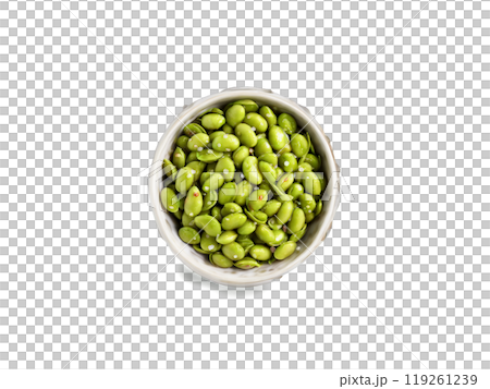 Steamed Edamame Plump steamed edamame sprinkled with sea salt and served with a side of 119261239