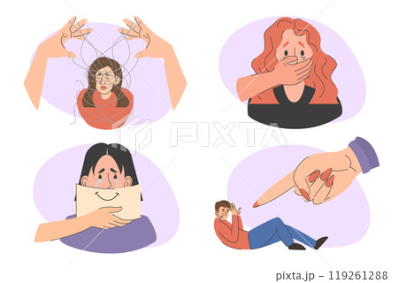 Emotional abuse set vector isolated. 119261288
