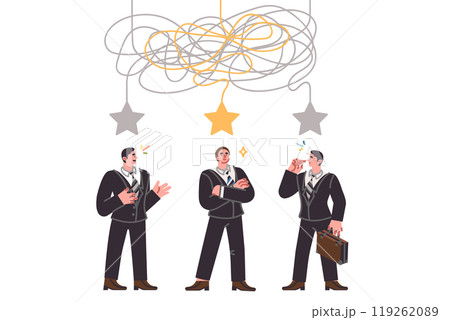 Business people congratulate colleague who was first to solve problem and achieve leadership 119262089