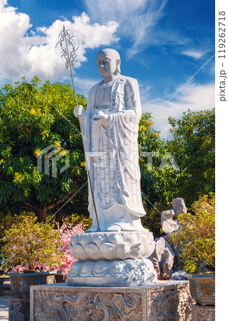 white Buddhist Buddha statue in park at Linh Ung Pagoda in Da Nang in Vietnam in summer in Asia white Buddhist Buddha statue in park at Linh Ung Pagoda in Da Nang in Vietnam in summer in Asia 119262718