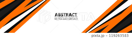 Geometric abstract wide horizontal banner with orange and black lines and shapes Geometric abstract wide horizontal banner with orange and black lines and shapes 119263583