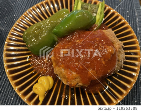 ハンバーグとピーマン 119263589