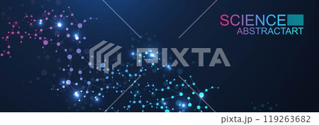 Structure molecule and communication. Dna, atom, neurons. Scientific concept for your design. Connected lines with dots. Medical, technology, chemistry, science background. Vector illustration 119263682