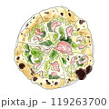 キャベツとベーコンのピザ 119263700