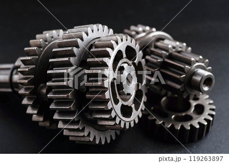 Metal gear wheel engine car and bike, mechanic industry. 119263897