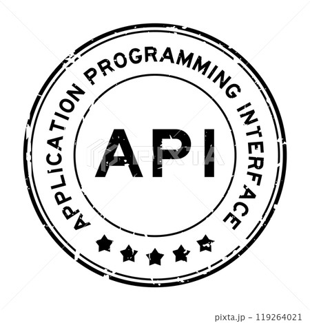 Grunge black API Application programming interface word round rubber seal stamp on white background Grunge black API Application programming interface word round rubber seal stamp on white background 119264021
