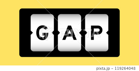 Black color in word GAP (abbreviation of good agricultural practice) on slot banner with yellow color background 119264048