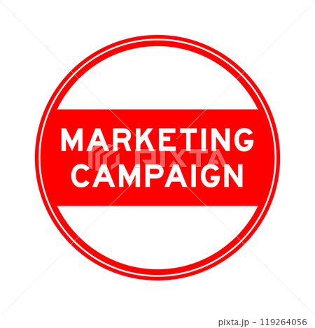 Red color round seal sticker in word marketing campaaign on white background Red color round seal sticker in word marketing campaaign on white background 119264056