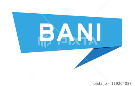 Blue color speech banner with word BANI (Brittle, Anxious, Non-linear and Incomprehensible) on white background 119264088