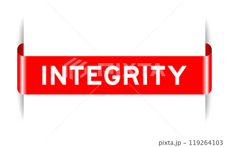 Red color inserted label banner with word integrity on white background Red color inserted label banner with word integrity on white background 119264103