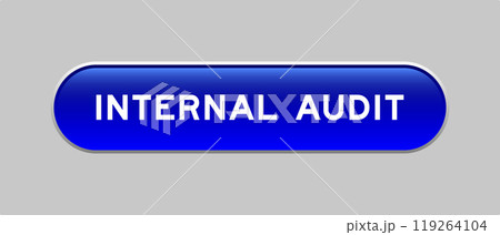 Blue color capsule shape button with word internal audit on gray background Blue color capsule shape button with word internal audit on gray background 119264104