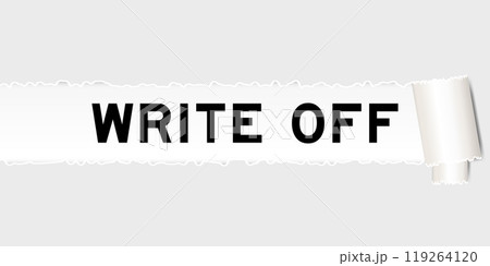Ripped gray paper background that have word write off under torn part 119264120