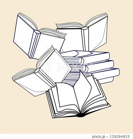 sketch, doodle, books, stacks of books sketch, doodle, books, stacks of books 119264833