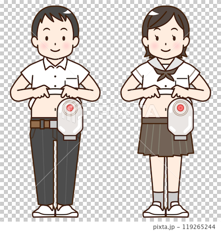 人工肛門、ストーマ、大腸、子供、こども、赤ちゃん、イラスト、illustration 119265244