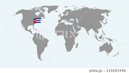 Pin map with Cuba flag on world map. Vector illustration. 119265446