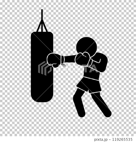 Boxing punching bag practice silhouette 119265535