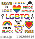 Set of LGBTQ pride flag rainbow colours symbols and icons 119266616