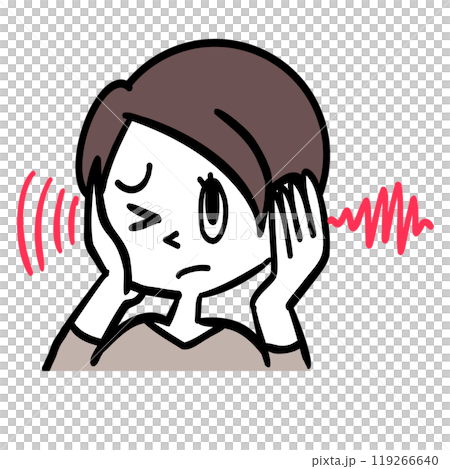 Woman with tinnitus Woman with tinnitus 119266640